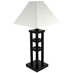 Great Deal Lowest Price Desk Bedside Reading - 27 Wood Frame Architectural Table Lamp and... by Oriental Furniture