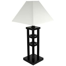 Unique Modern D�cor - 27 Mosko Spruce Wood Frame Architectural Style Table Lamp - Black by OrientalFurniture