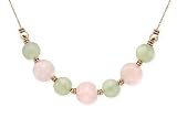 Green Aventurine and Rose Quartz Bead 14K Pink and Yellow Gold Necklace w/Chain