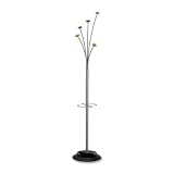 Alba PMFEST Festival Coat Tree with Umbrella Holder, Five Knobs, Metal/Wood, Gray/Mahogany