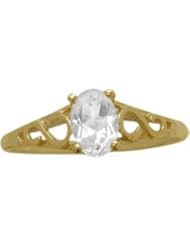 14 Karat Yellow Gold Genuine White Topaz Oval Gemstone Baby Ring