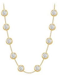 Diamonds By The Yard Necklace on a 14K Yellow Gold Chain With Three Carat Diamonds