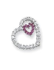Sterling Silver Ruby & CZ Heart w/ 18" Box Chain