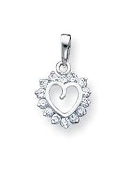 Sterling Silver CZ Pendant w/ 18" Box Chain