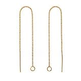 22K Gold Plated St. Silver Ear Threaders 4 Inch W Loop