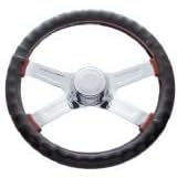 18 Steering Wheel Cover Black Leather Cover For Semi Trucks by United Pacific