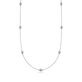 1.00 ct. t.w. Diamond Station Necklace In 14kt White Gold. 18