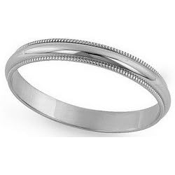 Platinum Milgrain Classic-Fit Wedding Band, 2.5mm Wide by 21