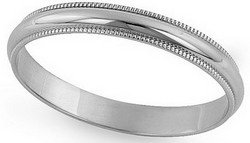 18K White Gold Milgrain Classic-Fit Wedding Band, 2.5mm Wide