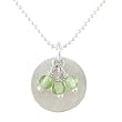 Round Brushed Satin Pendant in Sterling Silver with Beads of Peridot on a 16" Sterling Ball Chain, #7871
