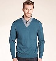 Autograph Cotton Rich Mini Gingham Checked Mock Shirt Jumper
