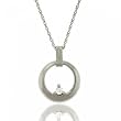 Diamond Solitaire Circle of Life Pendant w/ Chain in 10K White Gold
