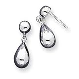 14k White Gold Polished Teardrop Dangle Post Earrings