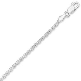 DC220 20" Diamond Cut Rope Chain Necklace (2.3mm) sterling silver chain has a lobster clasp closure. .925 Sterling Silver precious metal girl woman lady arm hand beuatiful gift present stars