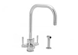U.1209LS-EB Perrin and Rowe Collection Contemporary Triflow Technology Filtration 3-Lever Kitchen Faucet With U Spout and Sidespray: English Bronze