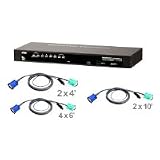 ATEN 8-Port USB/PS2 Combo KVM Switch with Cables CS1308KIT (Black)