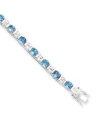 Sterling Silver BlueTopaz & CZ Bracelet