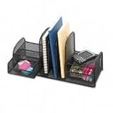 Safco 3263BL Safco Onyx Mesh Desk Organizer with Three Vertical Sections/Two Baskets, Black