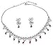 Earring and Necklace Sets - Red Cubic Zirconia in Very Good Cut Handmade Costume Jewelry Romantic Gift for her (cjnklcs002)