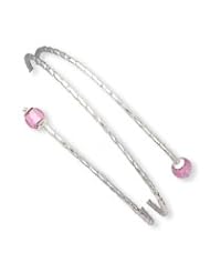 Sterling Silver Twisted with Pink Stones Bracelet QB286"