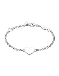 Kids Jewelry - Silver Plain Heart Rolo Chain Bracelet (5 1/2 or 6 1/2 in)