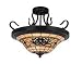 Tiffany Buckingham 3-Light Semi-flush in Vintage Antique with Tiffany Style Glass