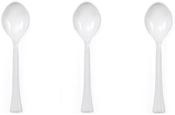 Set of 3 - Plastic Solid Basting Serving Spoons / Salad Spoon 11.5", Pearl Color