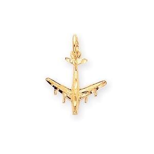 14k Airplane Charm - Measures 21.7x15.8mm by JewelryWeb