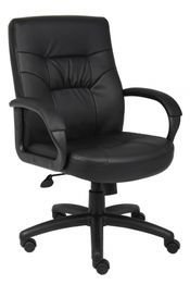Boss Executive Leatherplus Mid Back Chair with Padded Arm Rests On Sale