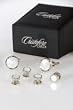 Cufflinks and Studs - Mother of Pearl Circular Center with Diamond Cut Edge