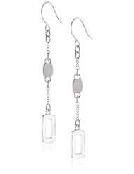 Kenneth Cole New York "Shiny Ear Update" Silver Long Rectangle Drop Earrings
