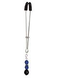 Clit Dangle, Sapphire Blue Beads, Tweezer-Type Clamp