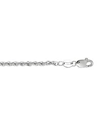 14K White Gold 2.0mm wide Diamond Cut Lite Rope Chain with Lobster Clasp