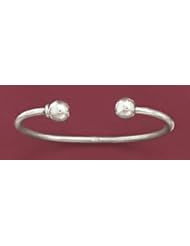 Sterling Silver Child-Size Charm Holder Cuff, 2.5mm wide, 8mm Ball Ends, 6-7/8 inch