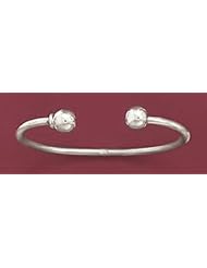 Sterling Silver Child-Size Charm Holder Cuff, 2.5mm wide, 8mm Ball Ends, 6-7/8 inch