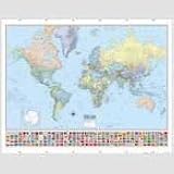 American Map 715758 Hammond Deluxe Laminated Rolled Political Reference World Map w/Flags, 52wx40h