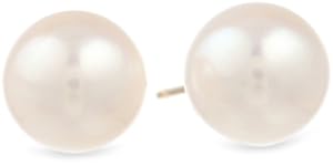 14k Yellow Gold AAA Akoya Cultured Pearl Earrings (7.5-8 mm)