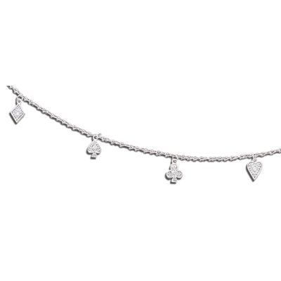16 + 1 Inch Extension Playing Card Suit CZ Necklace