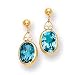Jewelry : 14k 8x6 Oval Blue Topaz Dangle Post Earrings