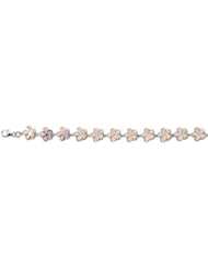 Sterling Silver Pink Opal Fancy Flower Plumeria Bracelet