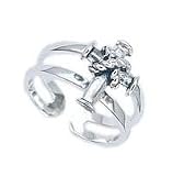 .925 Sterling Silver Religious Toe Ring With Cross Design