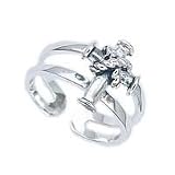 .925 Sterling Silver Religious Toe Ring With Cross Design