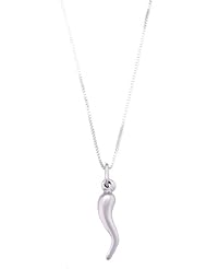 Sterling Silver Three Dimensional Small Italian Horn Necklace