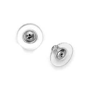 Silver Tone Hypo Allergenic Bullet Clutch Earring Backs W/ Pad (X50)