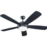 Monte Carlo 5DI52BKD Discus 52-Inch 5-Blade Ceiling Fan with Light Kit and Matte Black Blades, Matte Black
