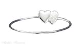 Sterling Silver Lightweight Two 2 Double Hearts In Love Ring