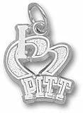 Pittsburgh Panthers 1/2 I Heart Pitt Charm - Sterling Silver Jewelry