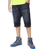 Limited Pure Cotton Adjustable Waist Dark Denim Shorts