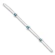 Sterling Silver 10 inch Polished Teal Crystals Anklet - 10 inch