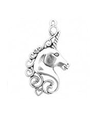 Sterling Silver 18" .8mm Wide Box Chain Necklace With One Sided Scrolled Unicorn Animal Pendant